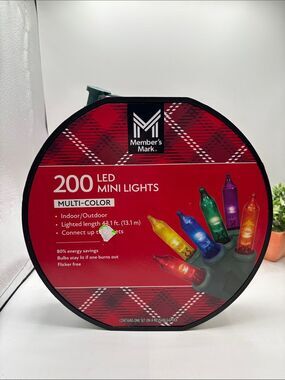 Member's Mark 200 LED Multi-Color Mini String Lights NIP Christmas Party